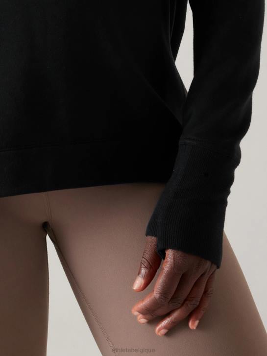 Athleta femmes coaster luxe sweat-shirt de récupération JRTZ394 vêtements noir