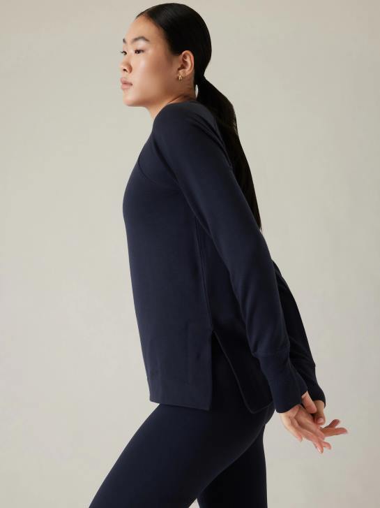 Athleta femmes coaster luxe sweat-shirt de récupération JRTZ433 vêtements marine