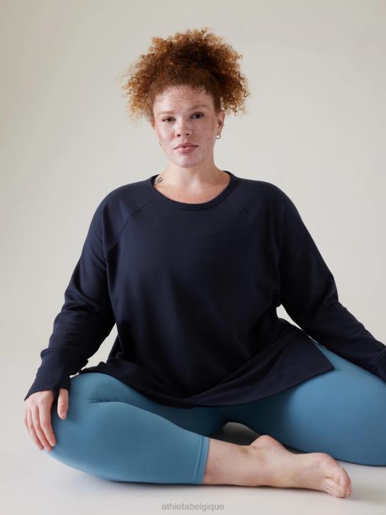 Athleta femmes coaster luxe sweat-shirt de récupération JRTZ433 vêtements marine