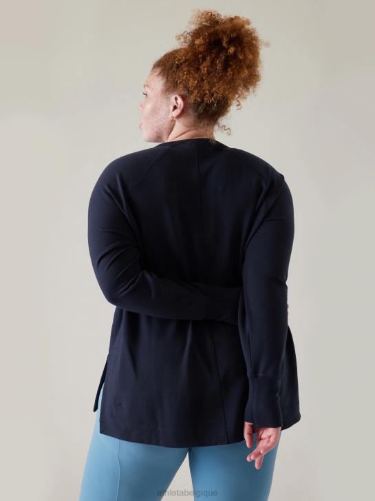Athleta femmes coaster luxe sweat-shirt de récupération JRTZ433 vêtements marine