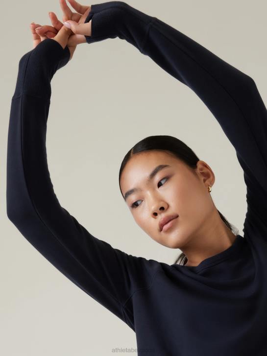 Athleta femmes coaster luxe sweat-shirt de récupération JRTZ433 vêtements marine