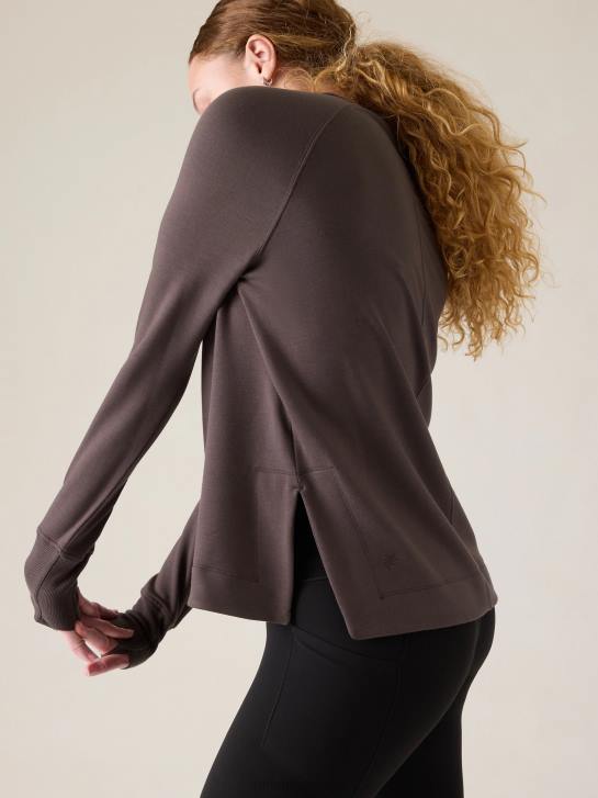 Athleta femmes coaster luxe sweat-shirt de récupération JRTZ471 vêtements schiste argileux