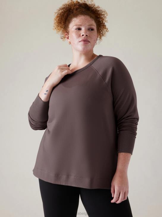 Athleta femmes coaster luxe sweat-shirt de récupération JRTZ471 vêtements schiste argileux