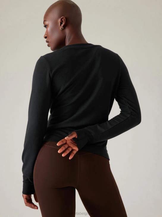 Athleta femmes recharger le sweat-shirt JRTZ482 vêtements noir