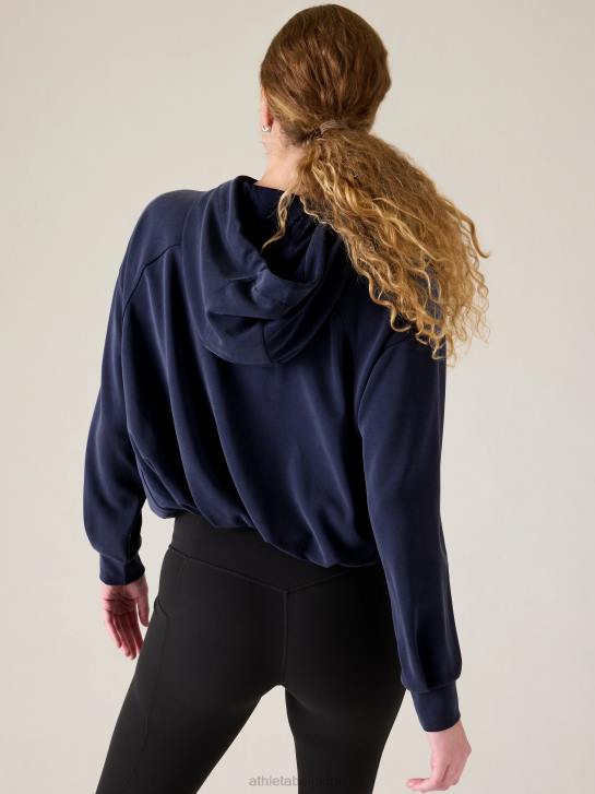 Athleta femmes sweat à capuche à ourlet bulle seasoft JRTZ288 vêtements marine