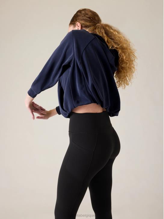 Athleta femmes sweat à capuche à ourlet bulle seasoft JRTZ288 vêtements marine