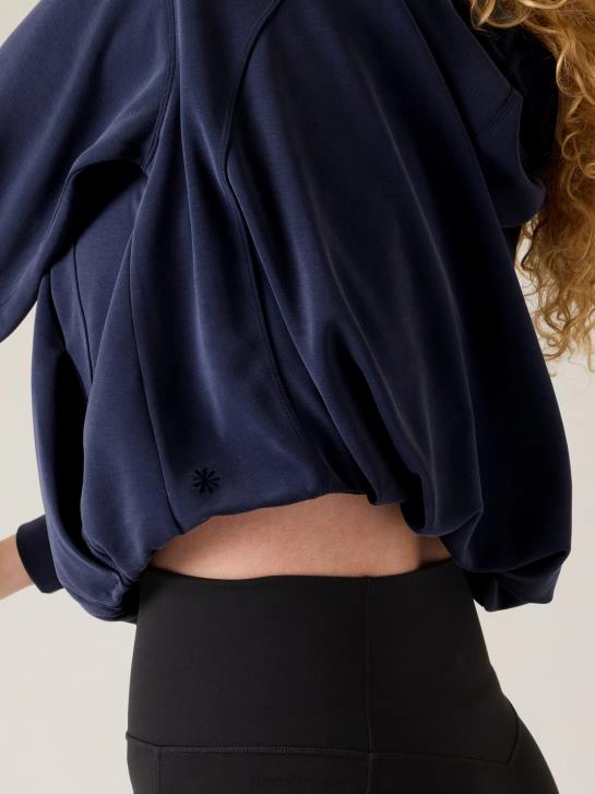 Athleta femmes sweat à capuche à ourlet bulle seasoft JRTZ288 vêtements marine