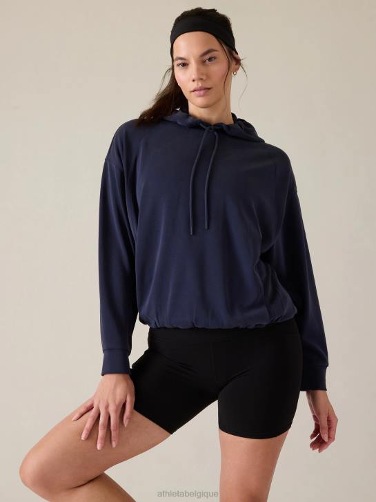 Athleta femmes sweat à capuche à ourlet bulle seasoft JRTZ288 vêtements marine