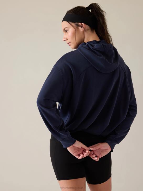 Athleta femmes sweat à capuche à ourlet bulle seasoft JRTZ288 vêtements marine