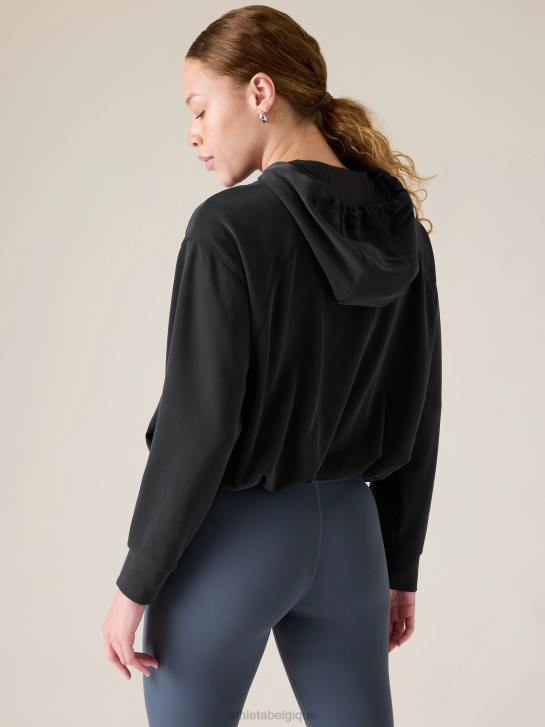 Athleta femmes sweat à capuche à ourlet bulle seasoft JRTZ306 vêtements noir