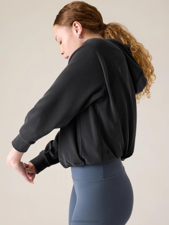 Athleta femmes sweat à capuche à ourlet bulle seasoft JRTZ306 vêtements noir
