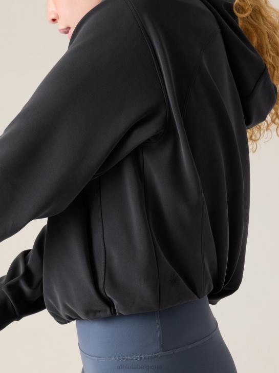 Athleta femmes sweat à capuche à ourlet bulle seasoft JRTZ306 vêtements noir