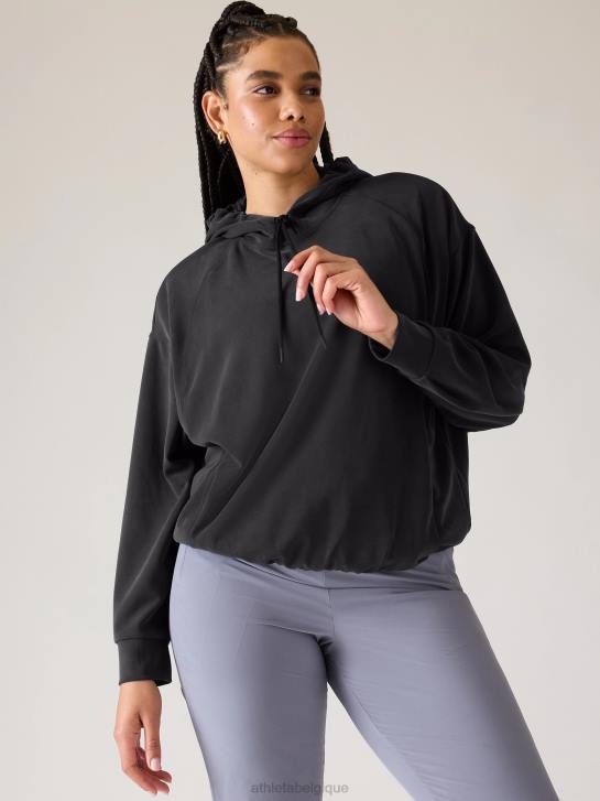 Athleta femmes sweat à capuche à ourlet bulle seasoft JRTZ306 vêtements noir