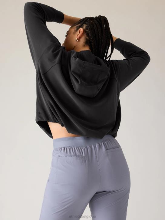 Athleta femmes sweat à capuche à ourlet bulle seasoft JRTZ306 vêtements noir