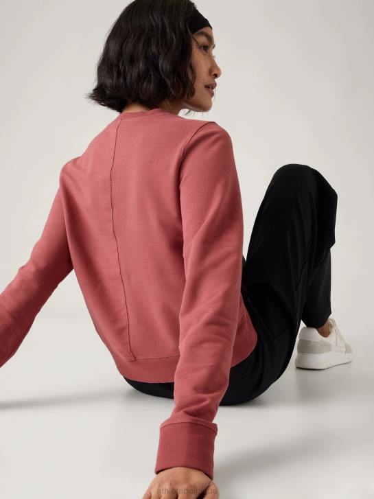 Athleta femmes sweat à col ras du cou en tissu rétro JRTZ210 vêtements teinture pour vêtements en bois de rose