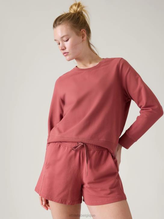 Athleta femmes sweat à col ras du cou en tissu rétro JRTZ210 vêtements teinture pour vêtements en bois de rose
