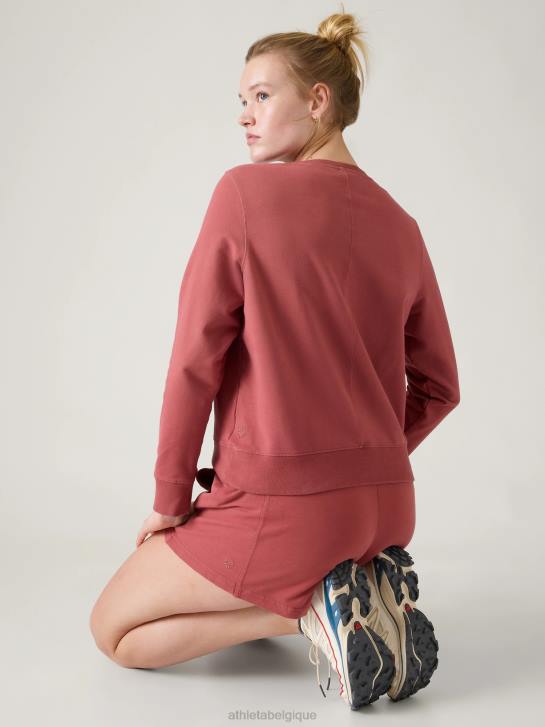 Athleta femmes sweat à col ras du cou en tissu rétro JRTZ210 vêtements teinture pour vêtements en bois de rose