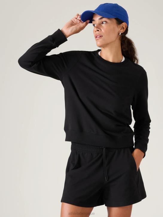 Athleta femmes sweat à col ras du cou en tissu rétro JRTZ280 vêtements noir