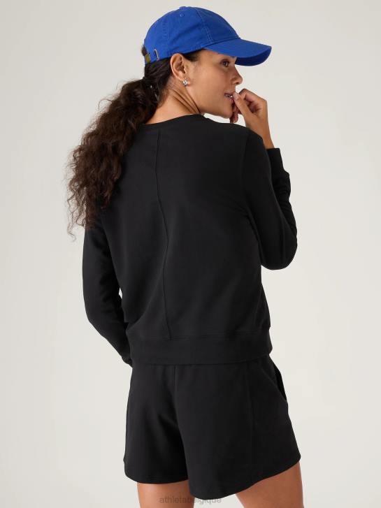 Athleta femmes sweat à col ras du cou en tissu rétro JRTZ280 vêtements noir