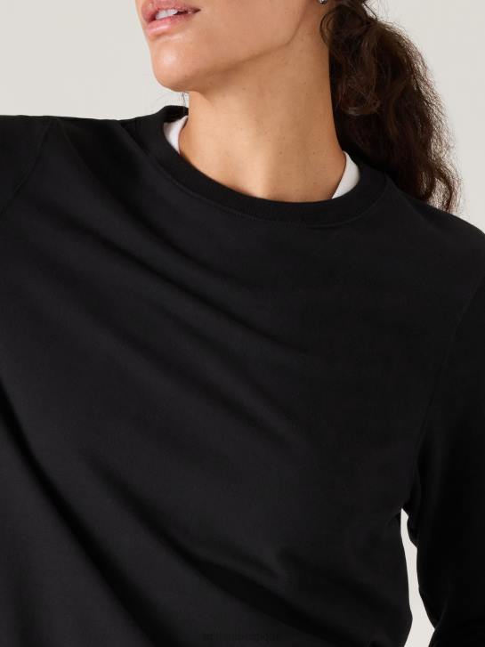 Athleta femmes sweat à col ras du cou en tissu rétro JRTZ280 vêtements noir