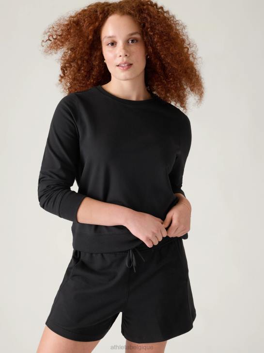 Athleta femmes sweat à col ras du cou en tissu rétro JRTZ280 vêtements noir