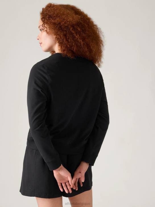 Athleta femmes sweat à col ras du cou en tissu rétro JRTZ280 vêtements noir