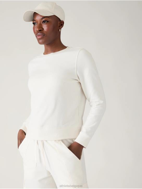 Athleta femmes sweat à col ras du cou en tissu rétro JRTZ515 vêtements magnolia blanc