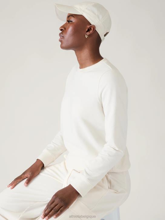 Athleta femmes sweat à col ras du cou en tissu rétro JRTZ515 vêtements magnolia blanc
