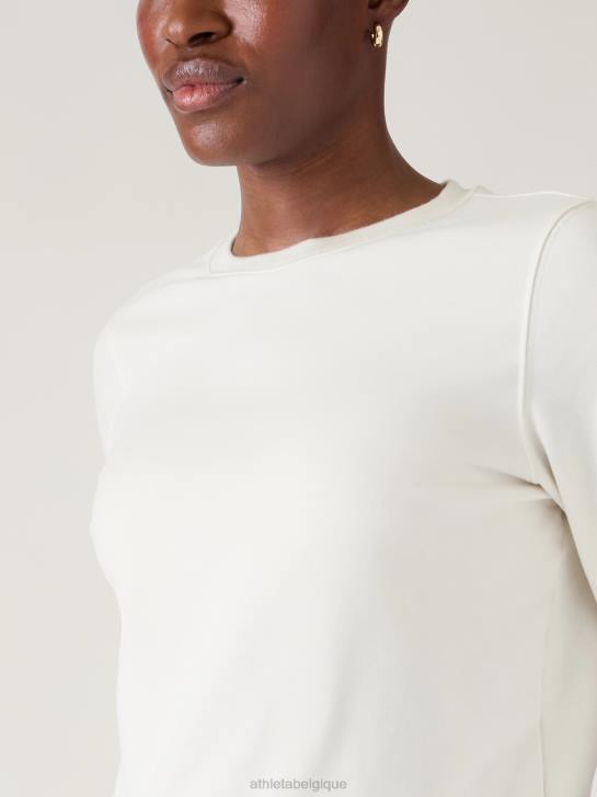 Athleta femmes sweat à col ras du cou en tissu rétro JRTZ515 vêtements magnolia blanc