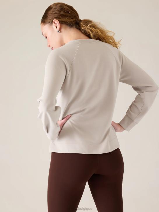 Athleta femmes sweat à col rond seasoft JRTZ203 vêtements gris ormeau