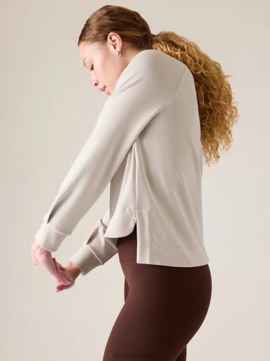 Athleta femmes sweat à col rond seasoft JRTZ203 vêtements gris ormeau