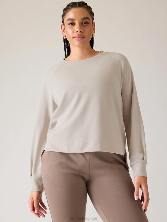 Athleta femmes sweat à col rond seasoft JRTZ203 vêtements gris ormeau