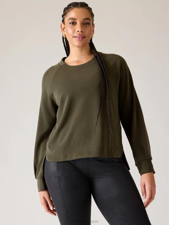 Athleta femmes sweat à col rond seasoft JRTZ251 vêtements tremble, olive