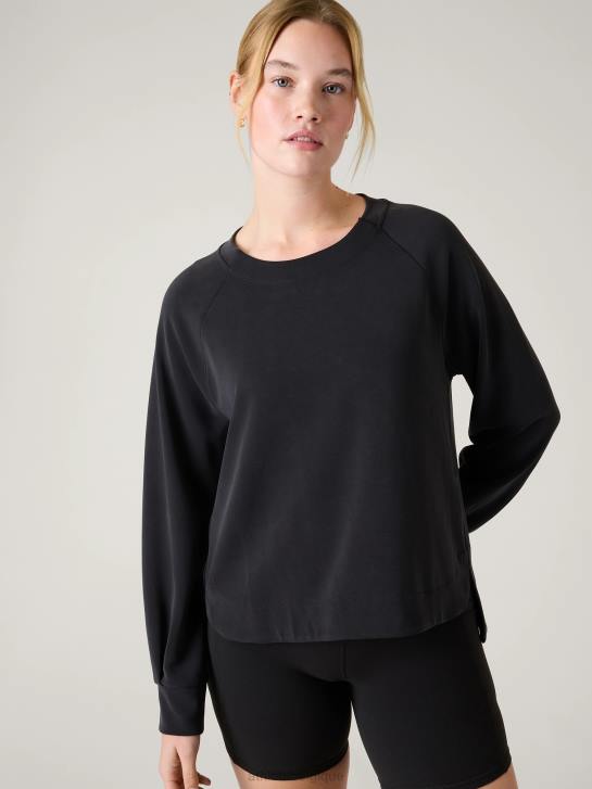 Athleta femmes sweat à col rond seasoft JRTZ312 vêtements noir