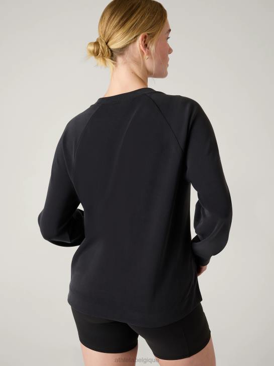 Athleta femmes sweat à col rond seasoft JRTZ312 vêtements noir