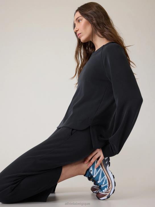 Athleta femmes sweat à col rond seasoft JRTZ312 vêtements noir