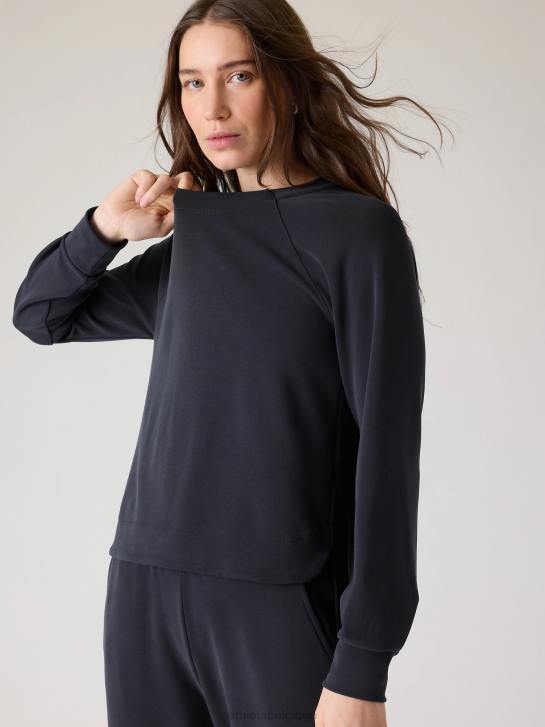 Athleta femmes sweat à col rond seasoft JRTZ312 vêtements noir