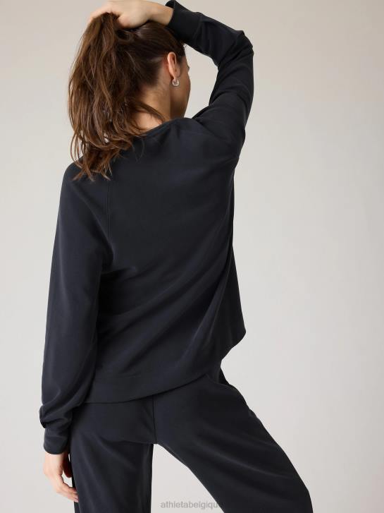 Athleta femmes sweat à col rond seasoft JRTZ312 vêtements noir