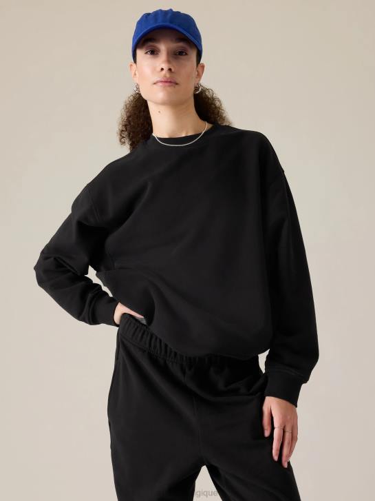 Athleta femmes sweat-shirt à col rond en polaire pour toujours JRTZ399 vêtements noir