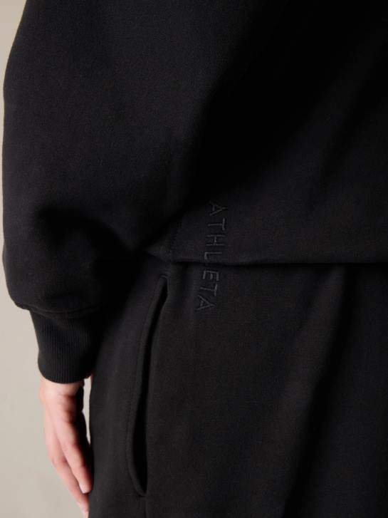 Athleta femmes sweat-shirt à col rond en polaire pour toujours JRTZ399 vêtements noir