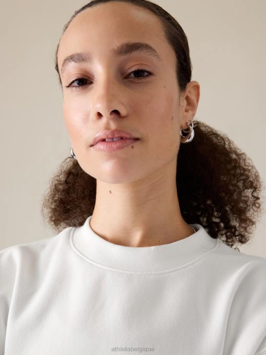 Athleta femmes sweat-shirt à col rond en polaire pour toujours JRTZ477 vêtements blanc brillant