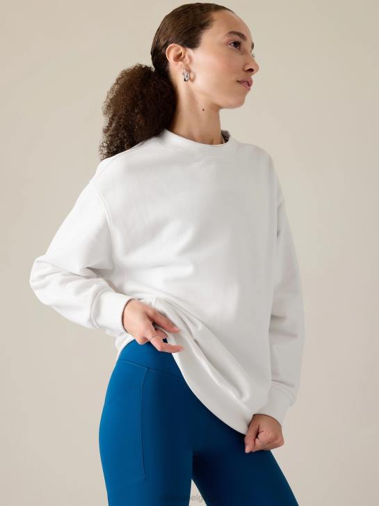 Athleta femmes sweat-shirt à col rond en polaire pour toujours JRTZ477 vêtements blanc brillant