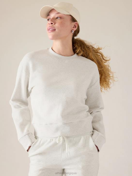 Athleta femmes sweat-shirt à col rond retroplush revive JRTZ255 vêtements gris brouillard chiné