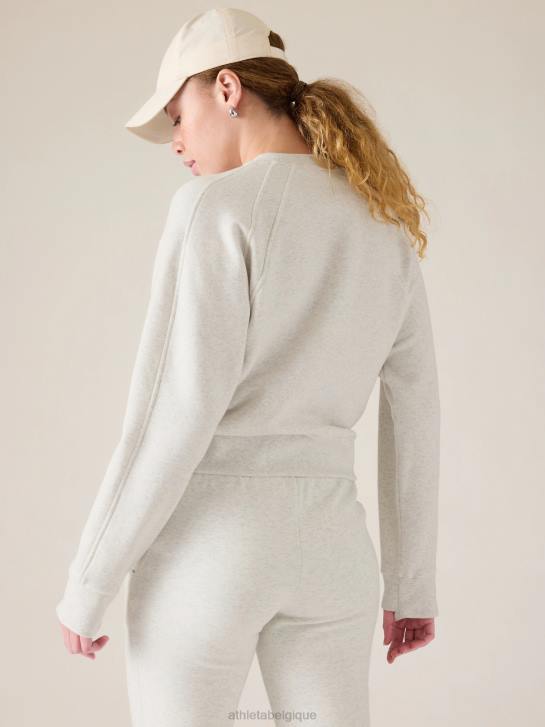 Athleta femmes sweat-shirt à col rond retroplush revive JRTZ255 vêtements gris brouillard chiné