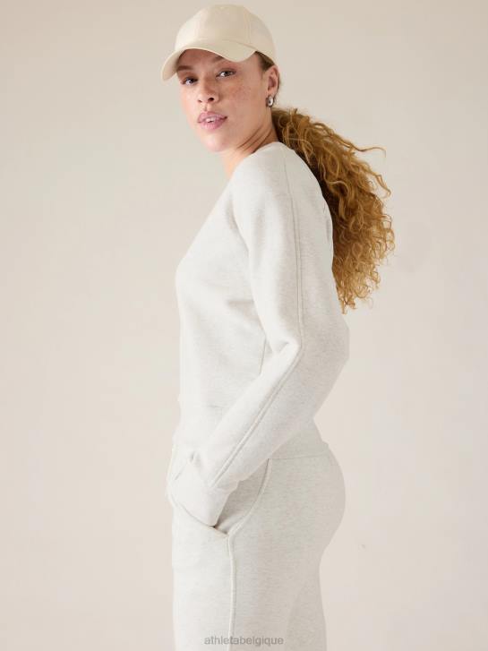 Athleta femmes sweat-shirt à col rond retroplush revive JRTZ255 vêtements gris brouillard chiné