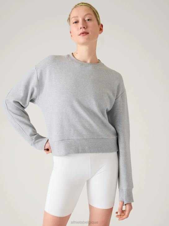 Athleta femmes sweat-shirt à col rond retroplush revive JRTZ274 vêtements gris chiné