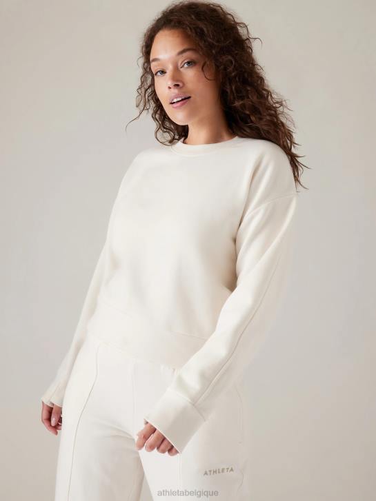 Athleta femmes sweat-shirt à col rond retroplush revive JRTZ414 vêtements magnolia blanc
