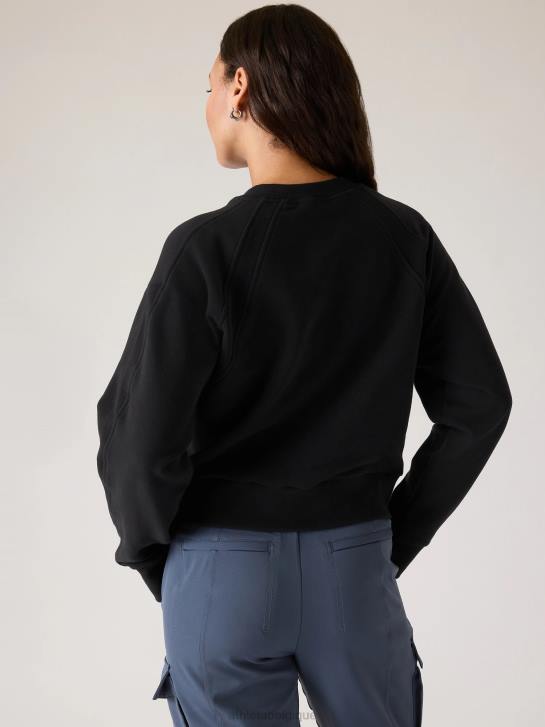 Athleta femmes sweat-shirt à col rond retroplush revive JRTZ506 vêtements noir