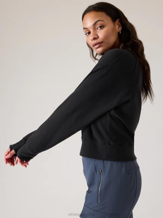 Athleta femmes sweat-shirt à col rond retroplush revive JRTZ506 vêtements noir