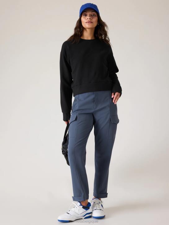 Athleta femmes sweat-shirt à col rond retroplush revive JRTZ506 vêtements noir